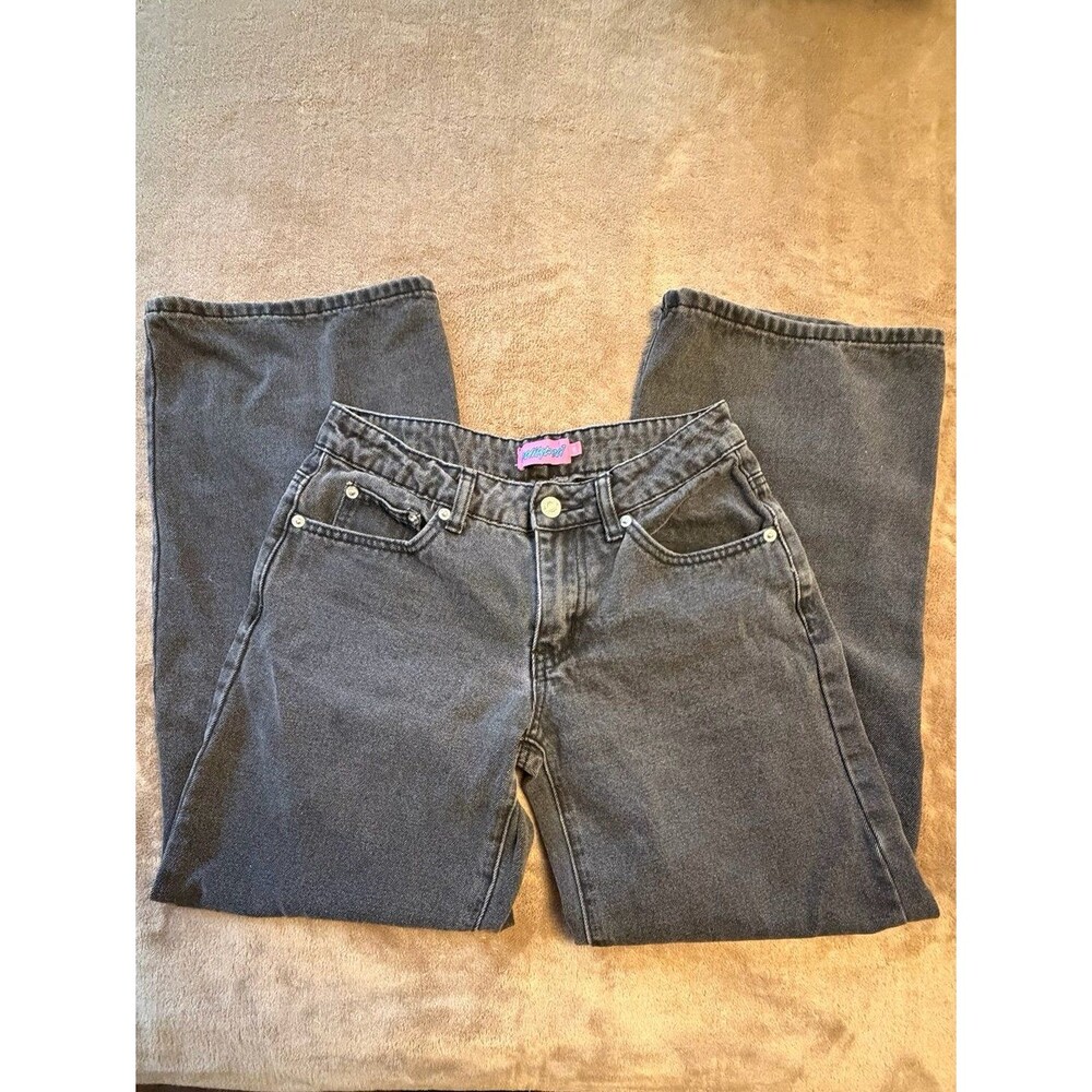 Edikted Raelynn Petite XS Black Low Rise Wide Leg Jeans